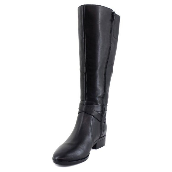 Naturalizer Womens Rena Knee High Riding Boot Black Leather Wide Calf 5.5 M - Picture 1 of 1